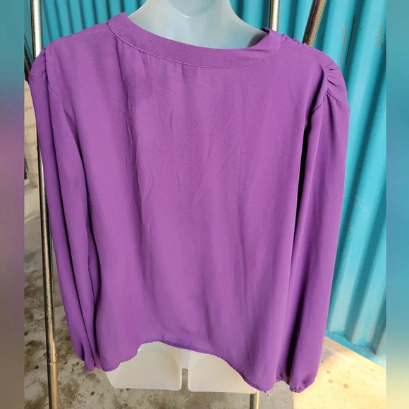 Shein Classi Purple Shirt V-neck Blouson Solid Top Long Sleeves  XL - Picture 9 of 10